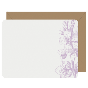 Letterpress Flat Note Card Set - Plum Blossom