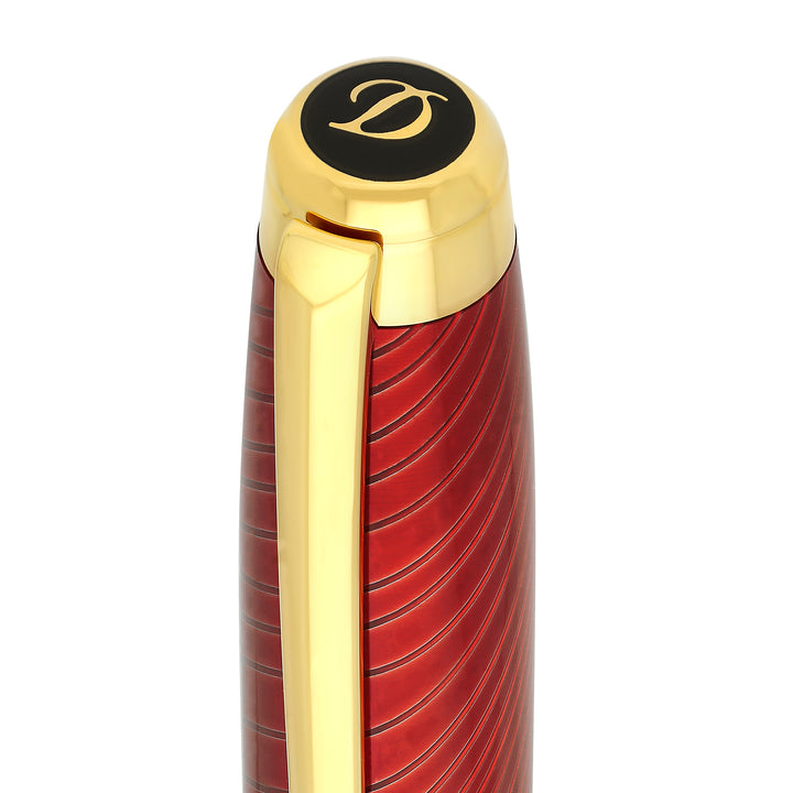 S.T. Dupont Line D Eternity Large Mane Guilloche Red and Gold Rollerball
