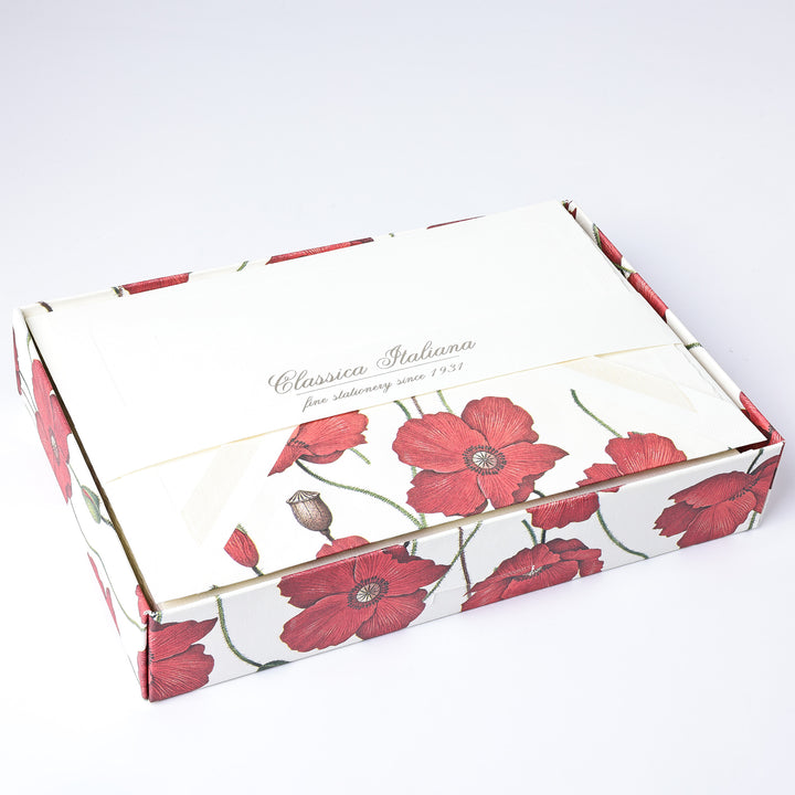 Poppies Folded Cards &amp; Lined Envelopes 4.50" x 6.75" - (10ct.) | Rossi 1931 Italian Stationery
