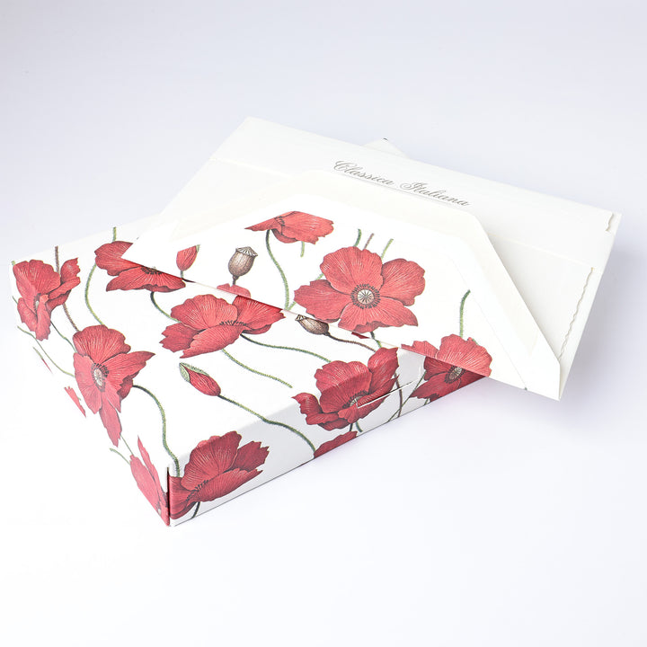 Poppies Folded Cards &amp; Lined Envelopes 4.50" x 6.75" - (10ct.) | Rossi 1931 Italian Stationery