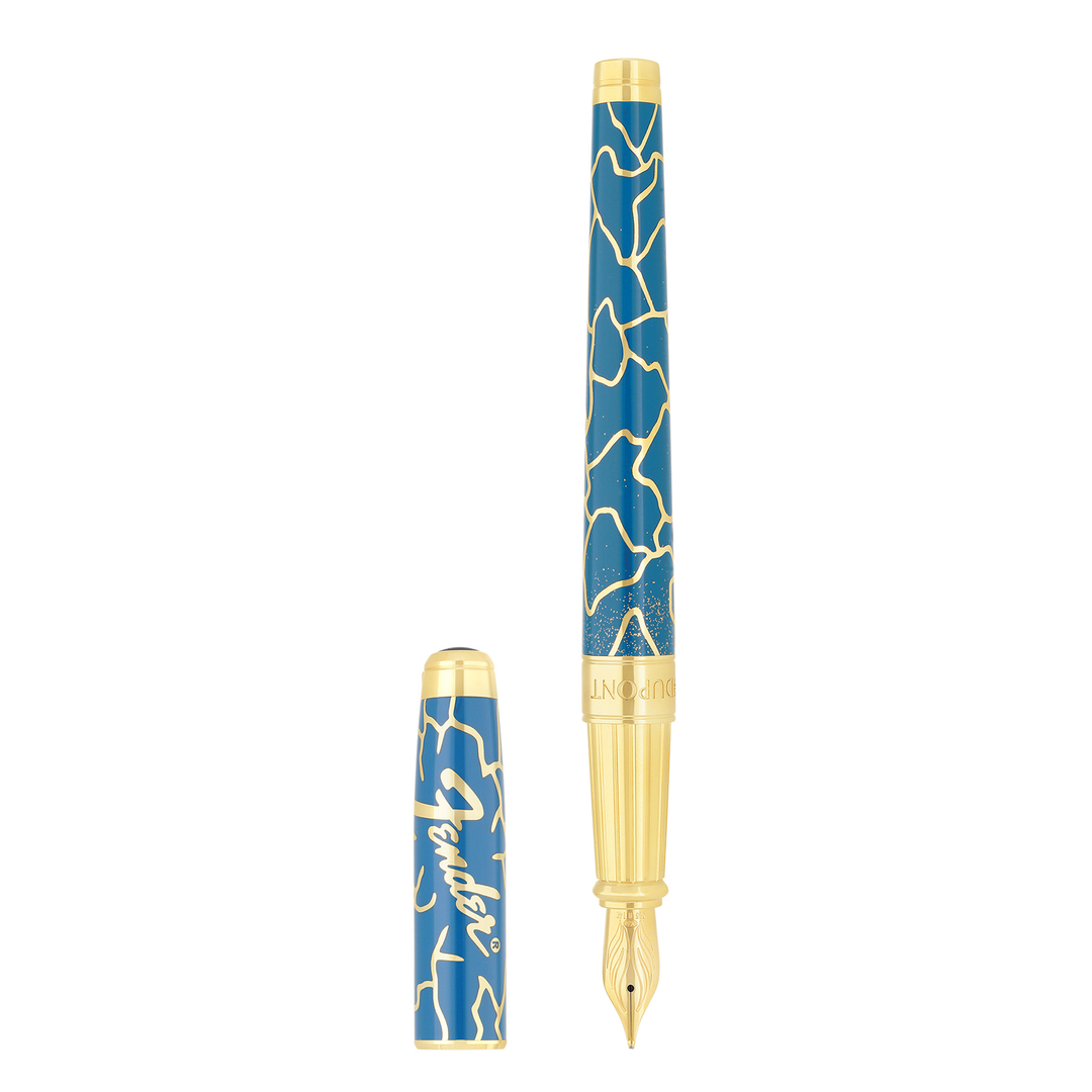 S.T. Dupont Line D Eternity Large Fender Blue &amp; Gold - Fountain Pen