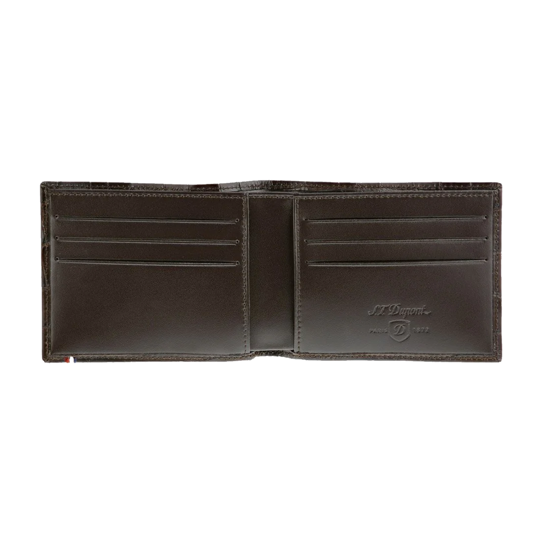 S.T. Dupont Line D Brown Croco Dandy 6 Credit Card Wallet