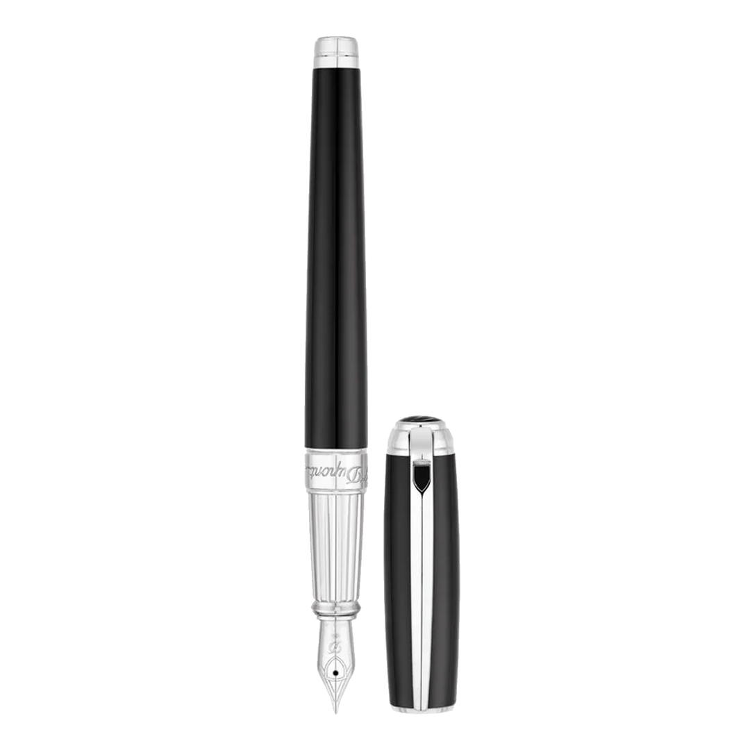 S.T. Dupont Line D Large Fountain Pen - Black &amp; Palladium