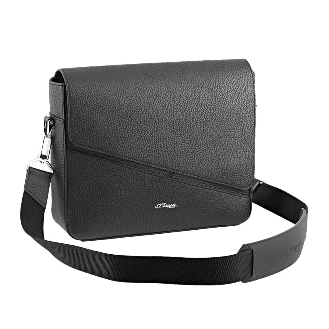 S.T. Dupont Black Grained Neo Capsule Messenger Bag
