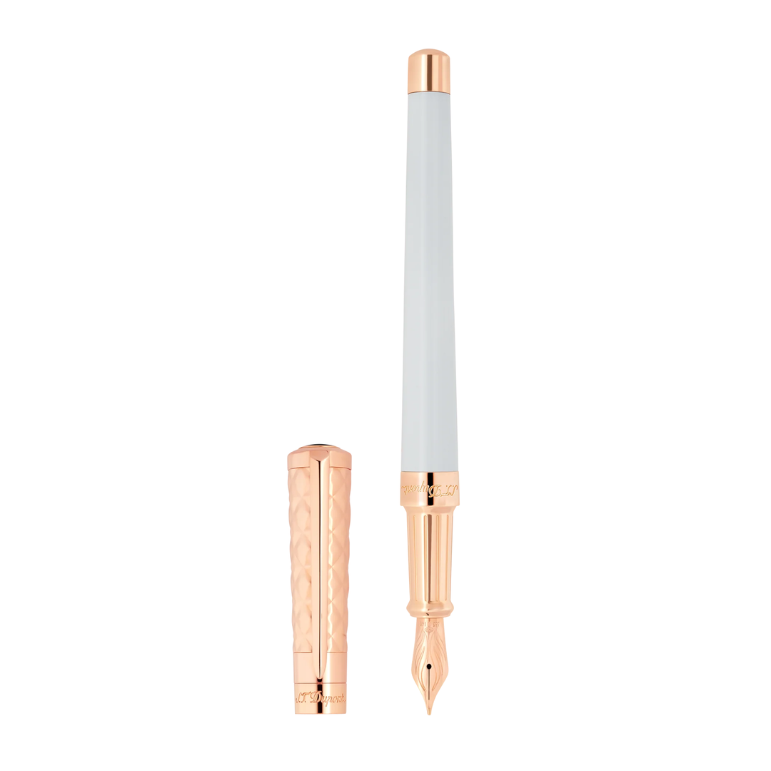 S.T. Dupont New Liberté Fountain Pen - White &amp; Rose Gold