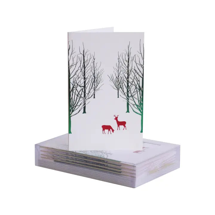 Paula Skene Snowy Forest On White Christmas Mini Note Card