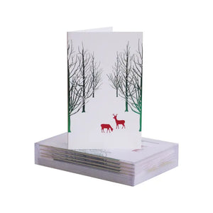 Paula Skene Snowy Forest On White Christmas Mini Note Card
