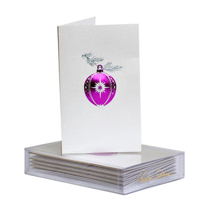 Paula Skene Star Ornament Purple On Satin Christmas Mini Note Card