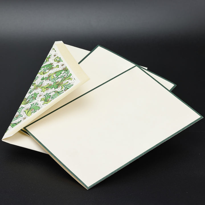 Green Florentine Folded Notecard Set (10ct.) | Rossi 1931 Italian Stationery