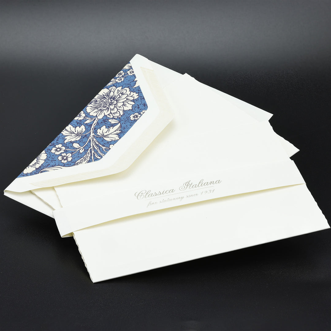 Blue Floral Folded cards and Envelopes  3.25" x  5.25" (10ct.) | Rossi 1931 Italian Stationery