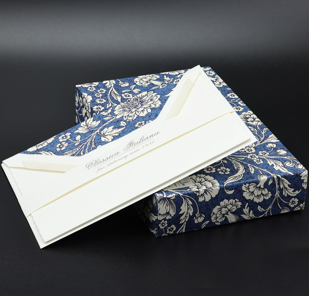 Blue Floral Folded cards and Envelopes  3.25" x  5.25" (10ct.) | Rossi 1931 Italian Stationery