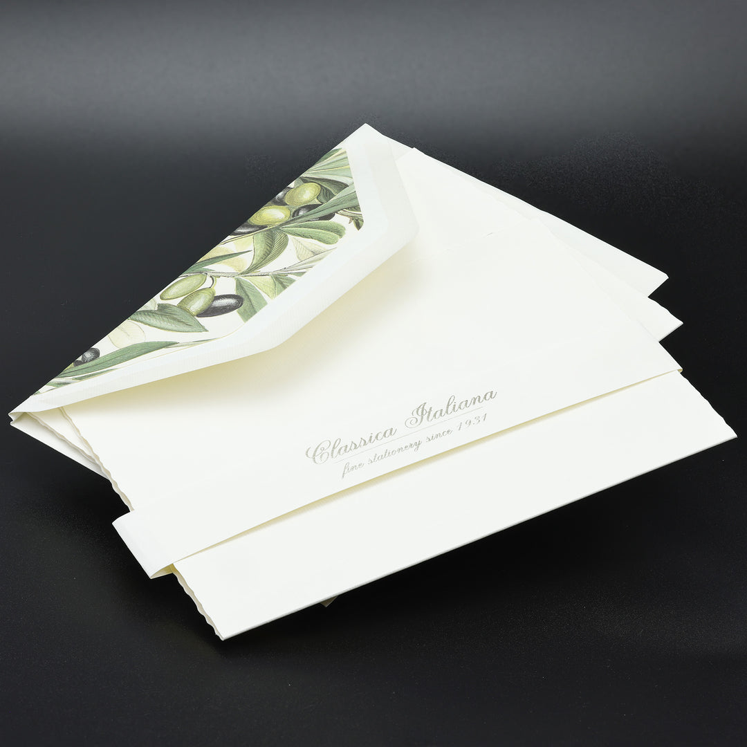 Olive Flat Cards and Envelopes Olive: 3.25" x  5.25"   (10ct.) | Rossi 1931 Italian Stationery
