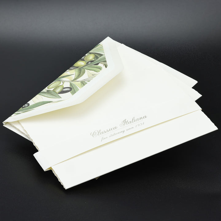 Olive Flat Cards and Envelopes Olive: 3.25" x  5.25"   (10ct.) | Rossi 1931 Italian Stationery