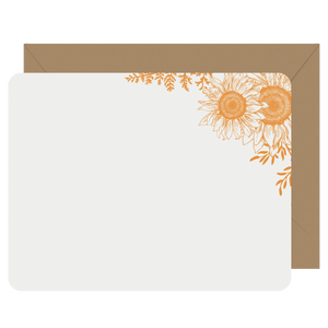 Letterpress Flat Note Card Set - Sunflower