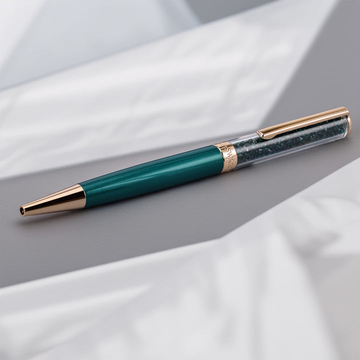 Swarovski Crystalline Ballpoint - Green with Rose Gold Trim