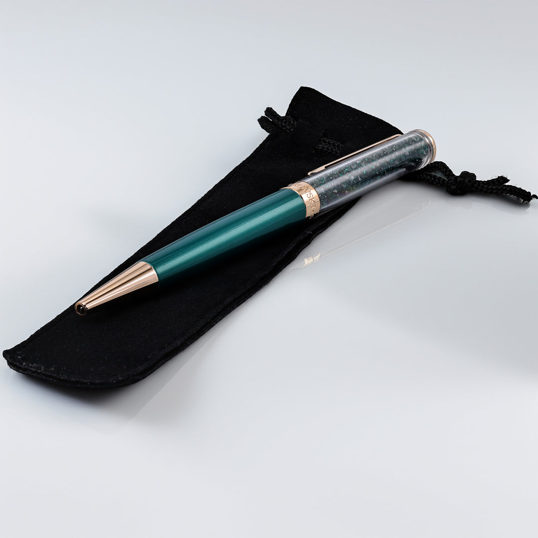 Swarovski Crystalline Ballpoint - Green with Rose Gold Trim