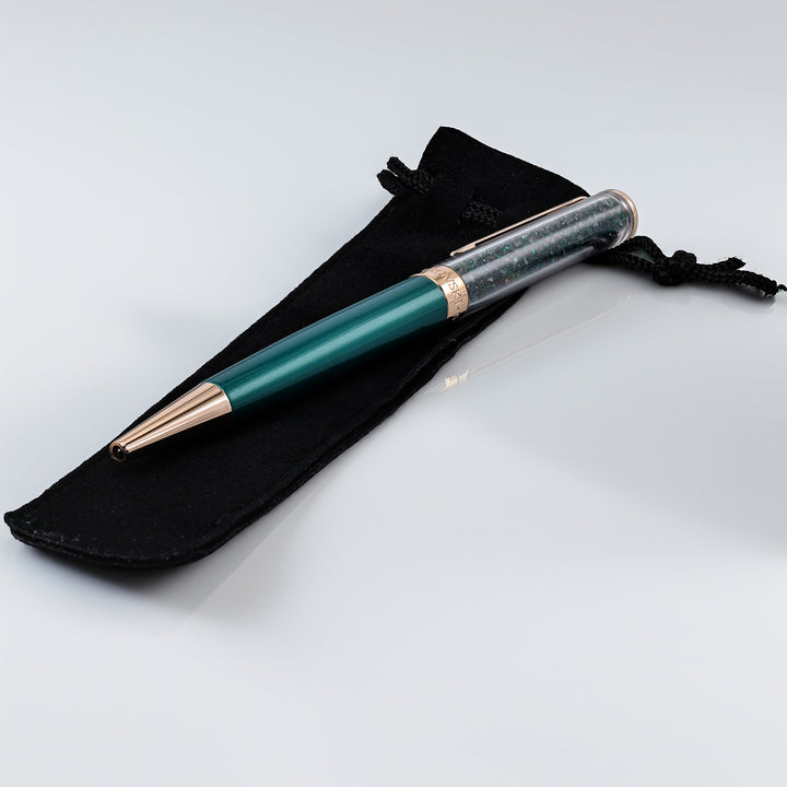 Swarovski Crystalline Ballpoint - Green with Rose Gold Trim