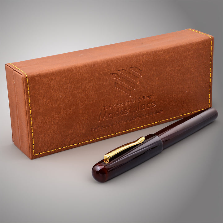 Danitrio Urushi Tame-Nuri Red on Densho, Round Top Fountain Pen