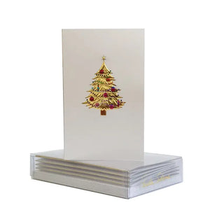 Paula Skene Tree with Ornaments On Satin Christmas Mini Note Card