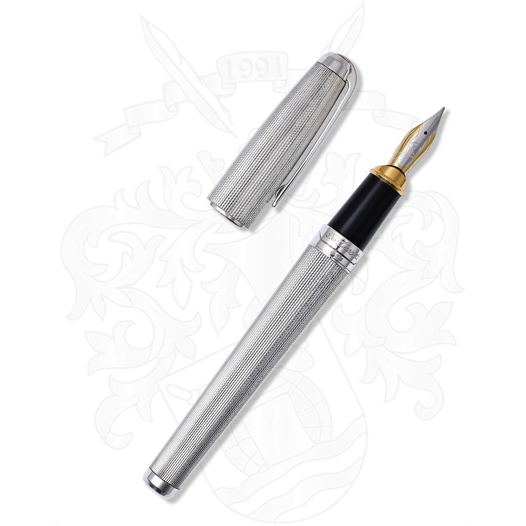S.T Dupont XL Olympio Silver Plated Barley Grain Fountain Pen
