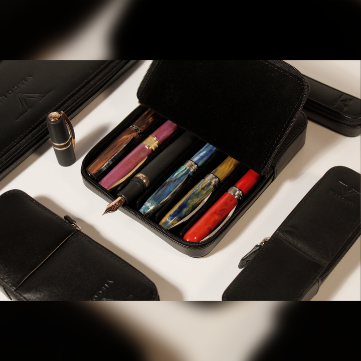 Visconti Black Leather 2 Pen Pouch