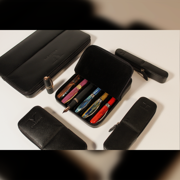 Visconti Black Leather 1 Pen Pouch