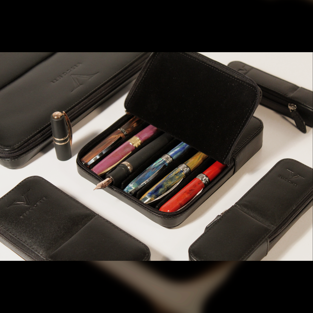Visconti Black Leather 1 Pen Pouch