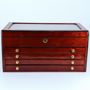 Venlo Burlwood 60 Slot Pen Box with Glass Top
