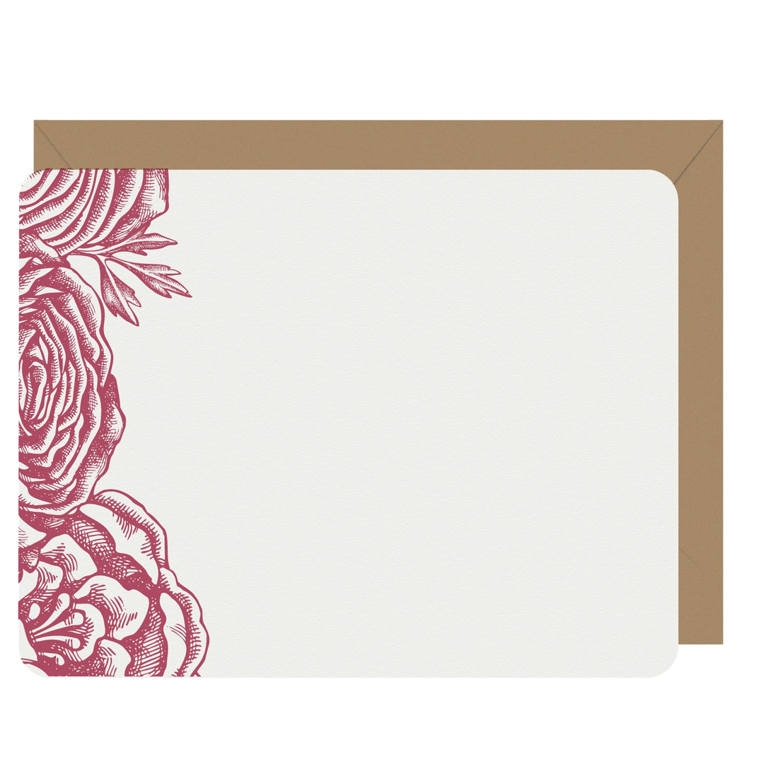 Letterpress Flat Note Card Set - Vintage Blooms