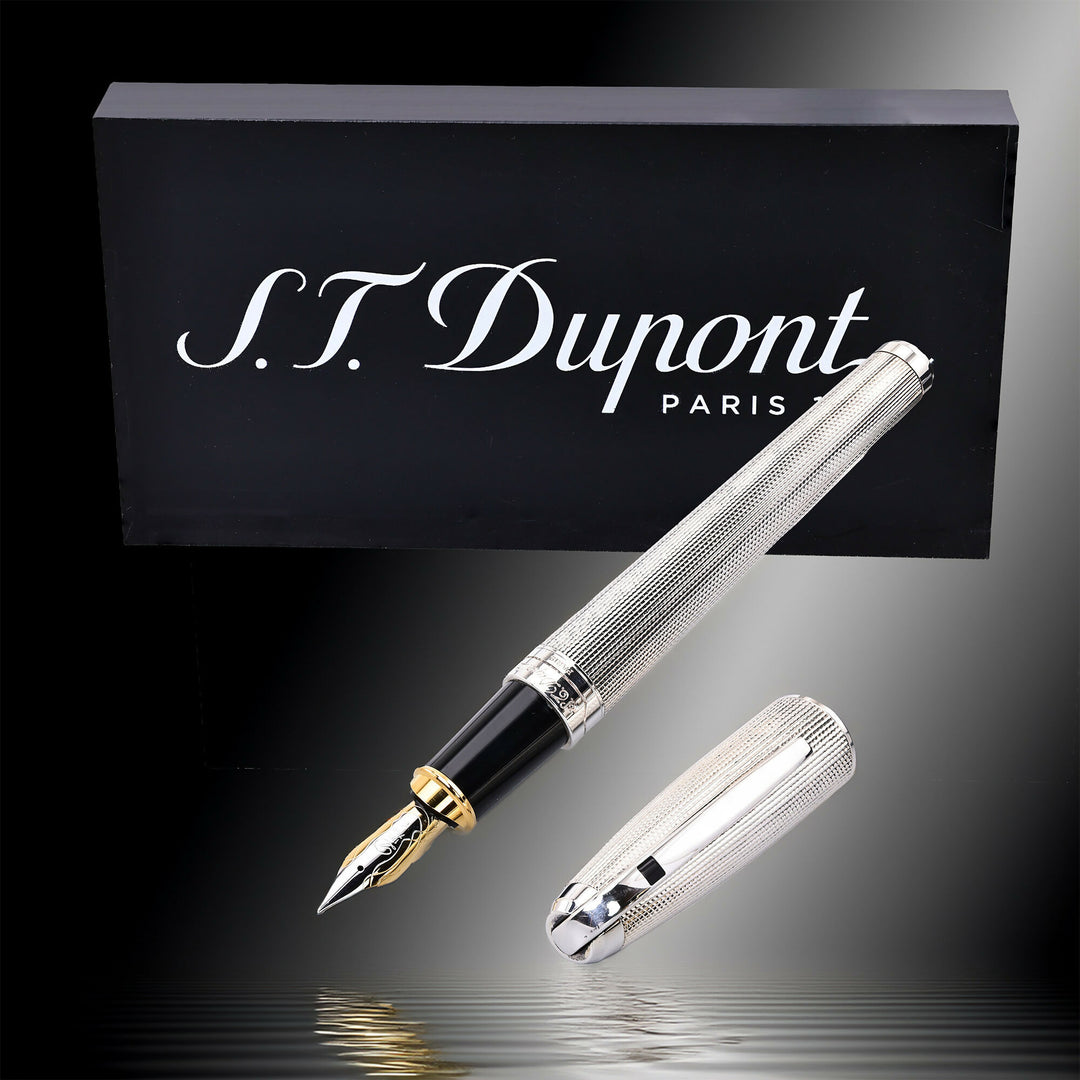 S.T Dupont XL Olympio Silver Plated Barley Grain Fountain Pen