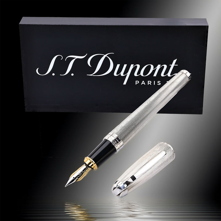 S.T Dupont XL Olympio Silver Plated Barley Grain Fountain Pen