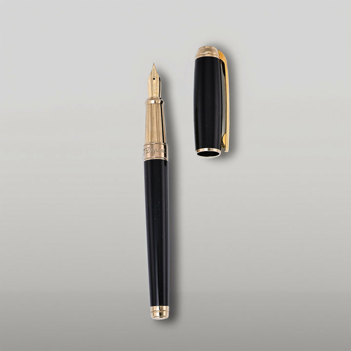 S.T. Dupont Line D Large Fountain Pen - Black &amp; Gold