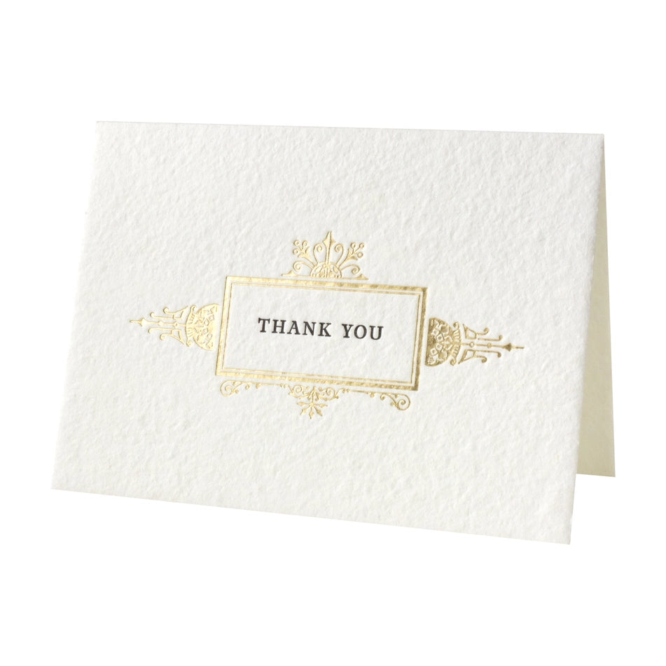 Gilded Foil Thank You Handmade Paper Letterpress Card - Set of 6