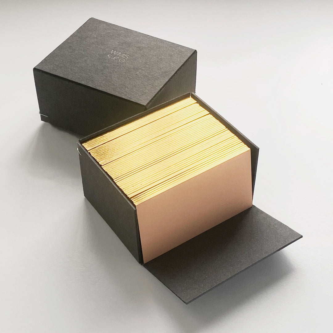 W co. Blush Business/Place Cards with Gold Edging (2” x 3.5”)