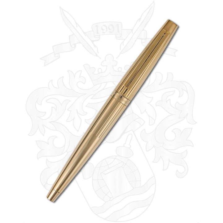 S.T. Dupont Ellipsis Gold-Plated Fountain Pen with Vertical Stripe Pattern
