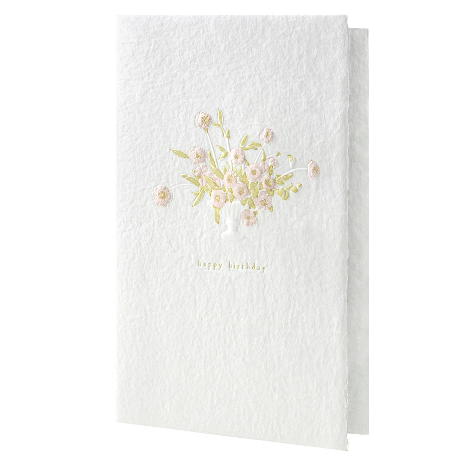 Birthday Bouquet Sculpture Handmade Paper Letterpress Card - Single
