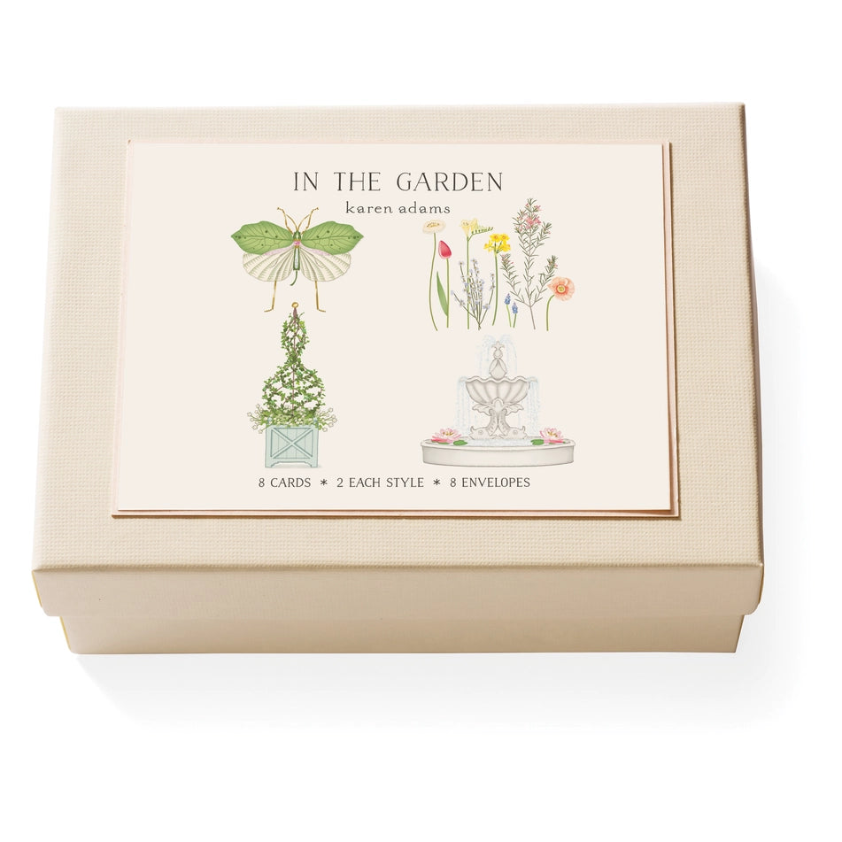 Karen Adams - In The Garden Notecard Box 5.5" x 4.25" (8ct. Folded Cards &amp; Envelopes)