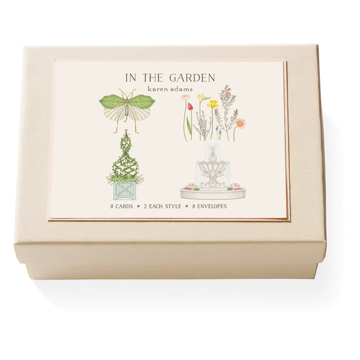 Karen Adams - In The Garden Notecard Box 5.5" x 4.25" (8ct. Folded Cards &amp; Envelopes)