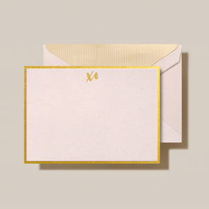 Crane Single Card & Envelope - XO Bordered Card