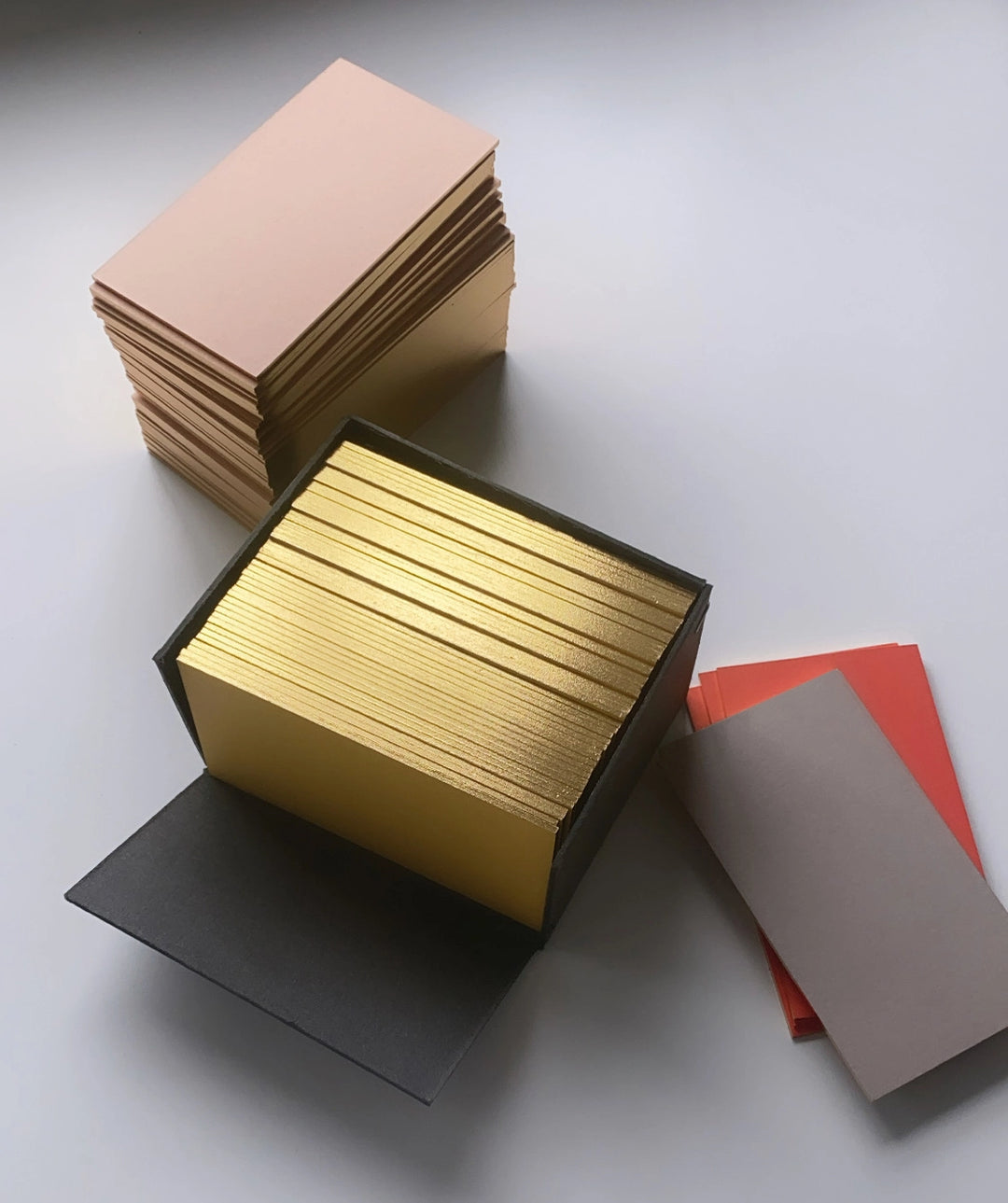 W co. Blush Business/Place Cards with Gold Edging (2” x 3.5”)
