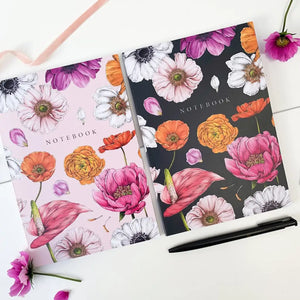 Floral Brights Softcover Notebooks A5 - Black Background