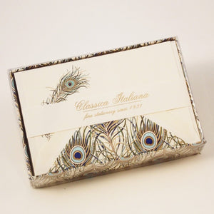 Peacock Folded Notecards 6.69" x 9" (10ct.) | Rossi 1931 Italian Stationery