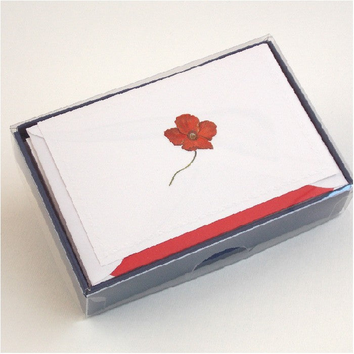 Poppy Flower Folded Card Set (10ct.) 3.33"x 5.12" I Rossi 1931 Italian Stationery