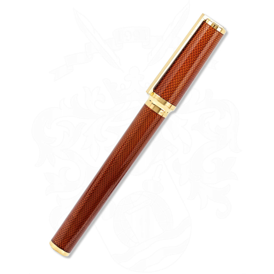 S.T. Dupont Montparnasse Orange / Amber Guilloche Fountain Pen