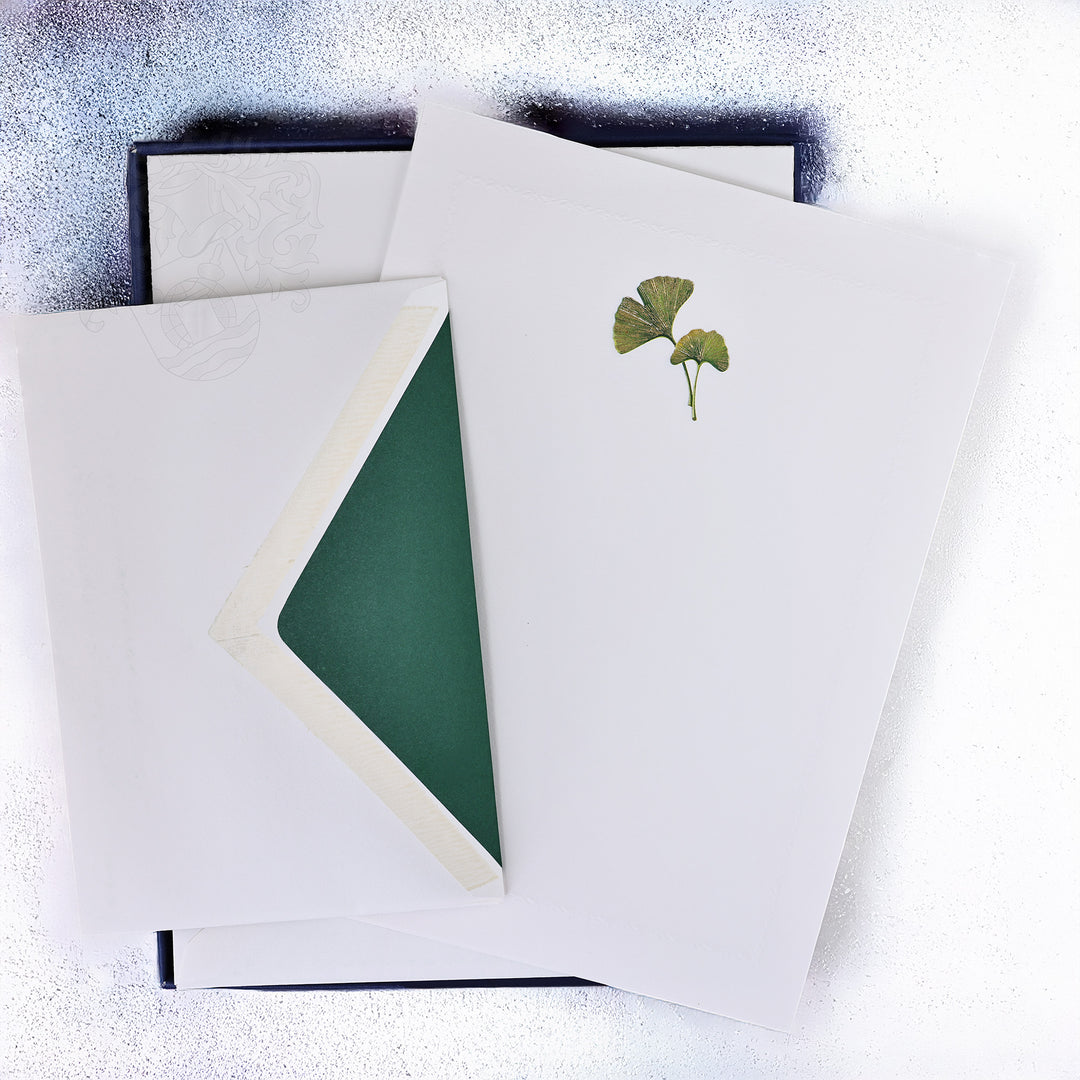 “Golden Ginkgo” Writing Set ( 10CT.) 6.25" x 8.50" I Rossi 1931 Italian Stationery