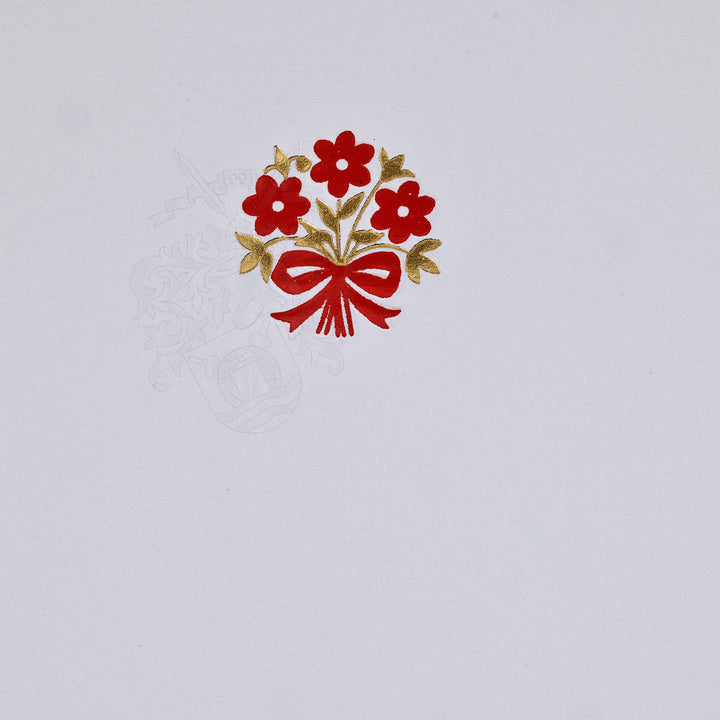 Scarlet Blossom Folded Card Set (10ct.) 3.33" x  5.12" | Rossi 1931 Italian Stationery