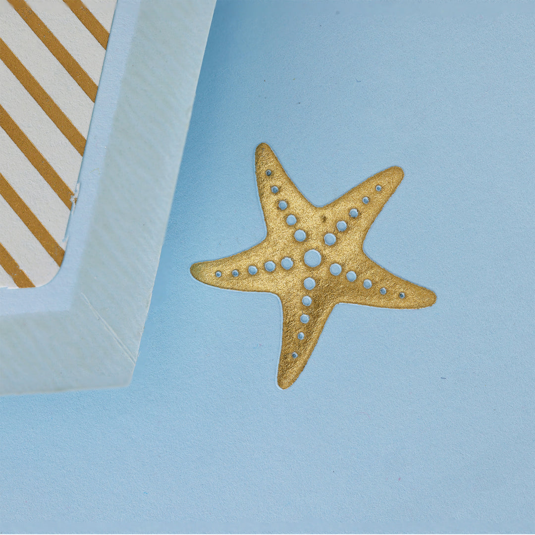 Coastal Starfish Folded Card Set  3.33" x  5.12" (10ct.) | Rossi 1931 Italian Stationery