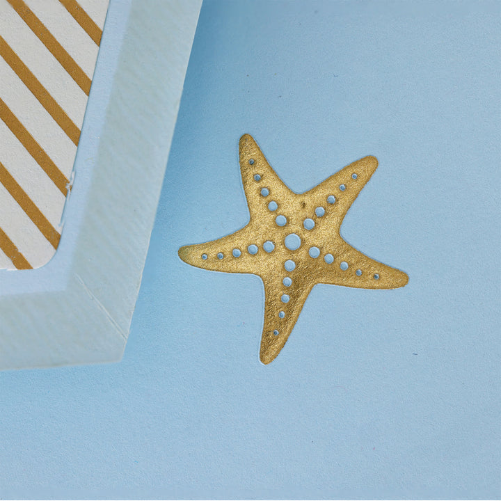 Coastal Starfish Folded Card Set  3.33" x  5.12" (10ct.) | Rossi 1931 Italian Stationery