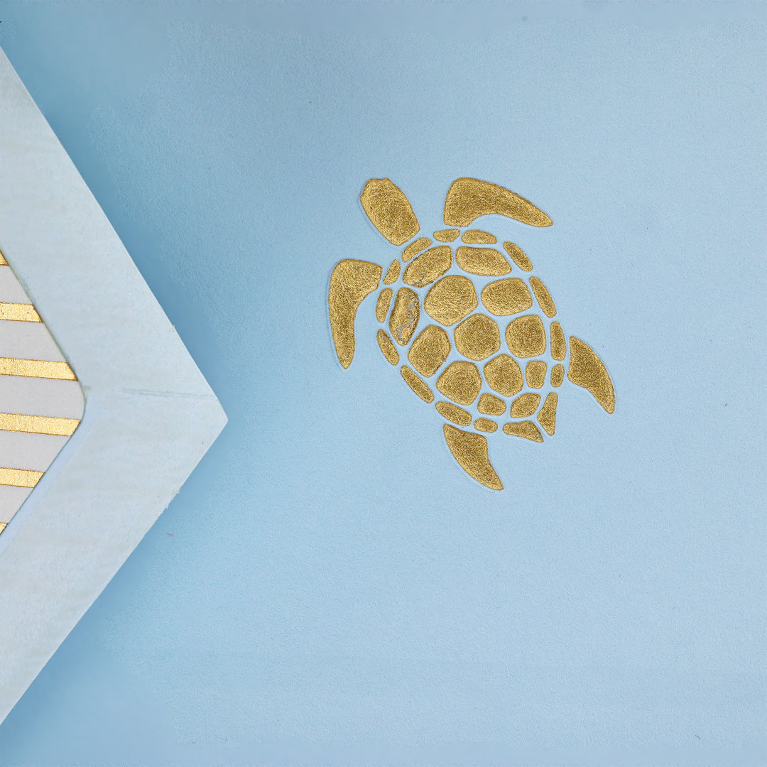 Coastal Turtle Folded Card Set  3.33" x  5.12" (10ct.) | Rossi 1931 Italian Stationery