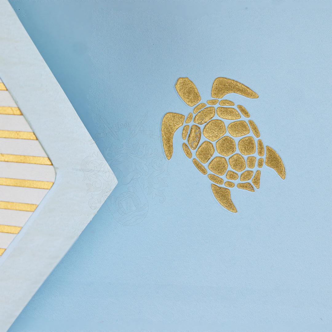Coastal Turtle Folded Card Set  3.33" x  5.12" (10ct.) | Rossi 1931 Italian Stationery